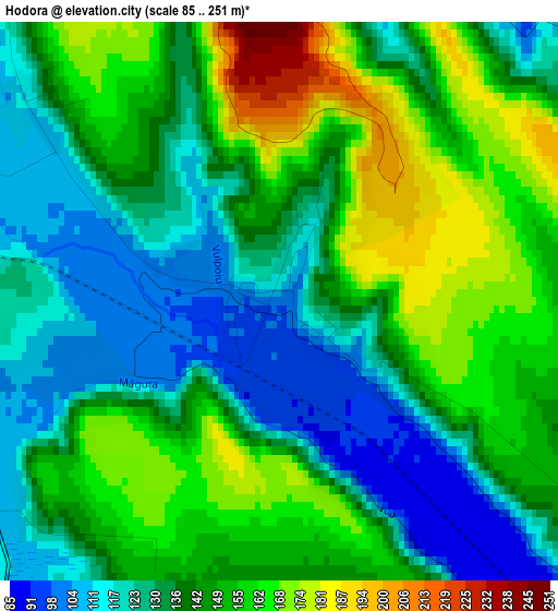 Hodora elevation map