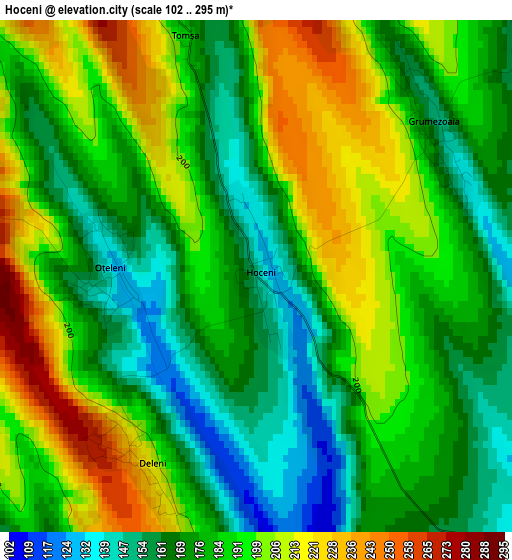 Hoceni elevation map