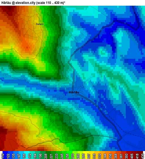 Hârlău elevation map