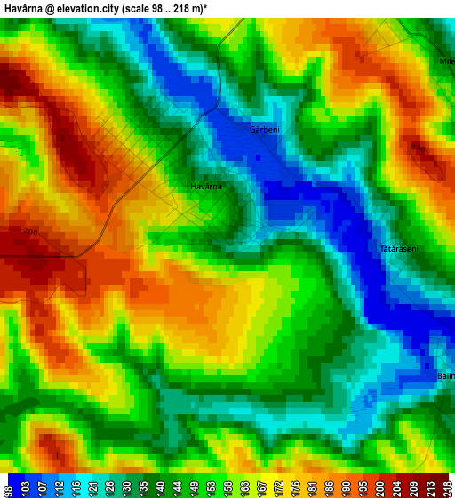 Havârna elevation map