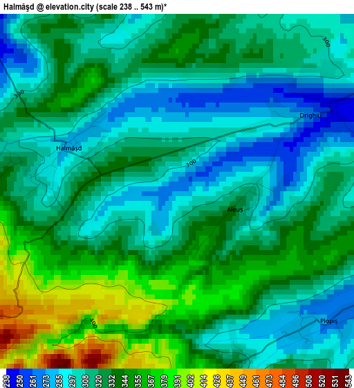 Halmăşd elevation map