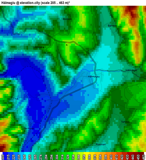 Hălmagiu elevation map