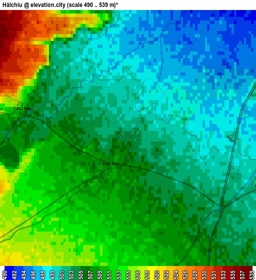 Hălchiu elevation map