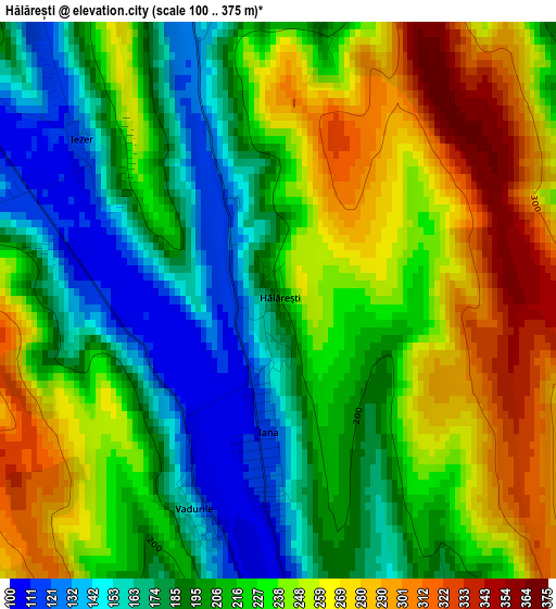 Hălărești elevation map