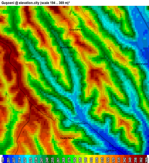 Guşoeni elevation map