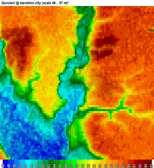 Guruieni elevation map