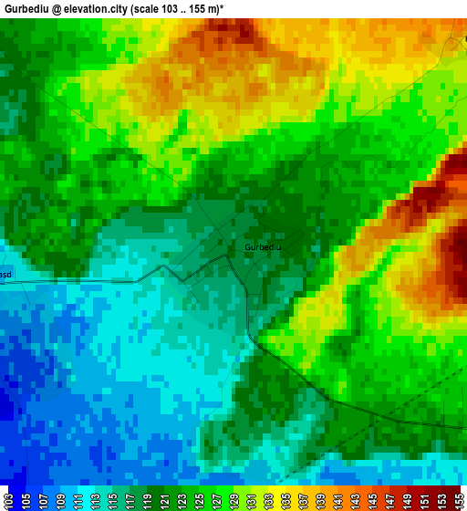 Gurbediu elevation map