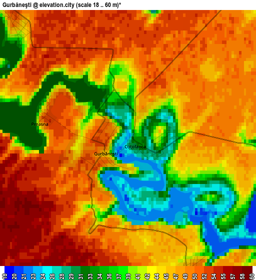 Gurbăneşti elevation map