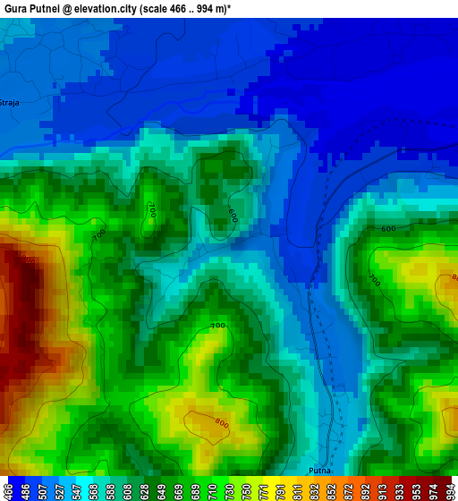 Gura Putnei elevation map