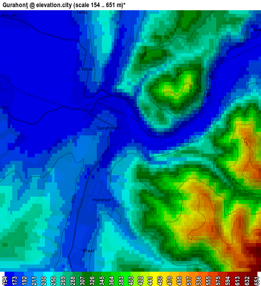 Gurahonţ elevation map