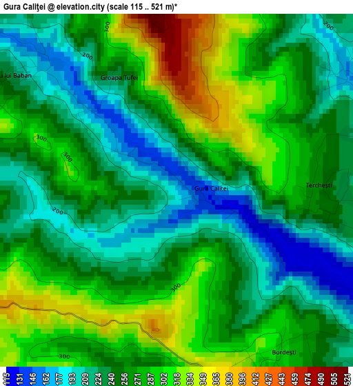 Gura Caliţei elevation map