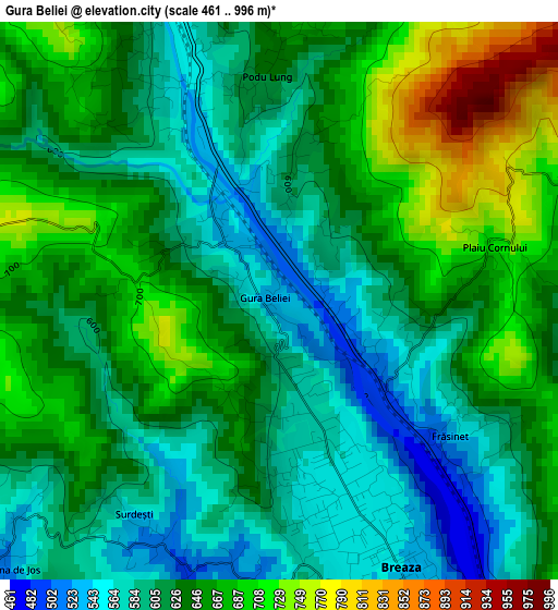 Gura Beliei elevation map