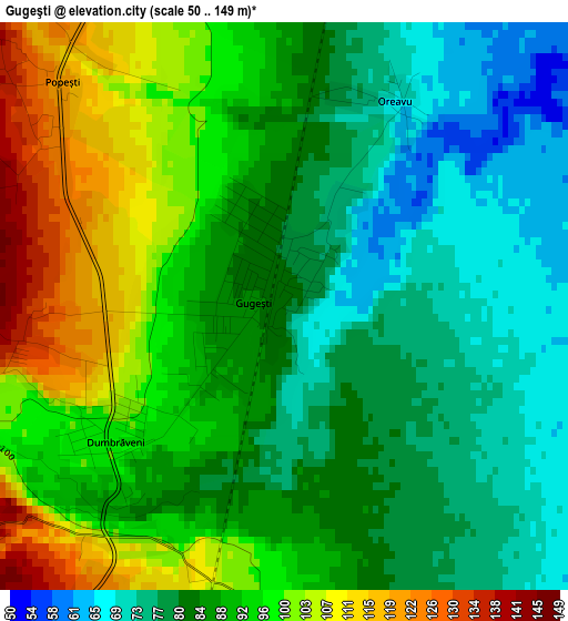 Gugeşti elevation map