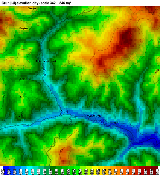 Grunji elevation map