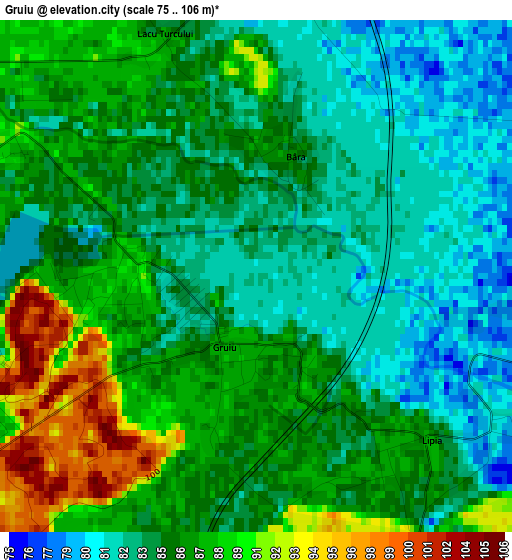 Gruiu elevation map