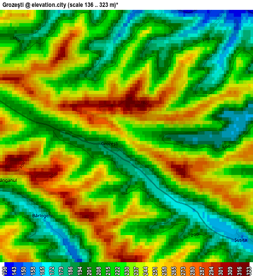 Grozeşti elevation map