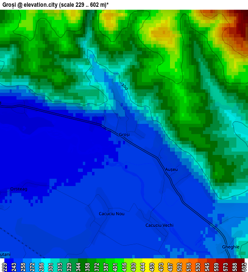 Groși elevation map