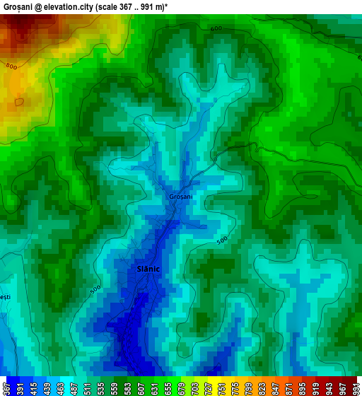 Groșani elevation map