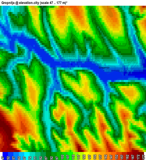 Gropniţa elevation map