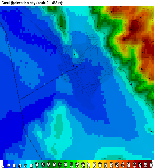 Greci elevation map