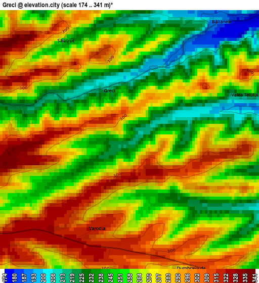 Greci elevation map