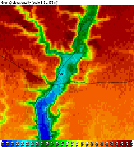 Greci elevation map