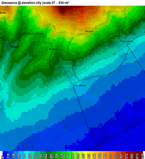 Greceanca elevation map