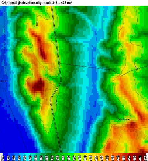 Grăniceşti elevation map