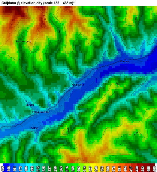 Grăjdana elevation map