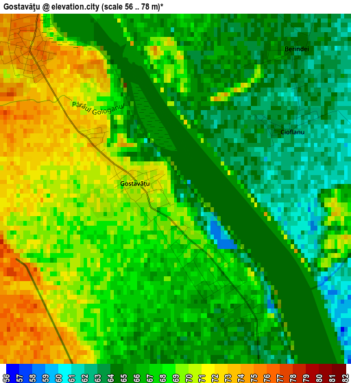 Gostavăţu elevation map