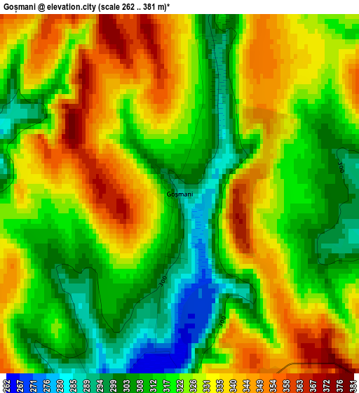 Goșmani elevation map