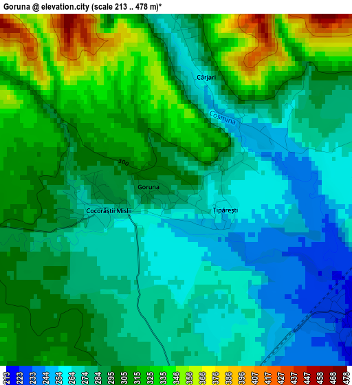 Goruna elevation map