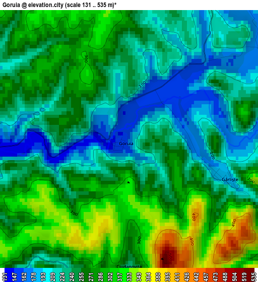 Goruia elevation map