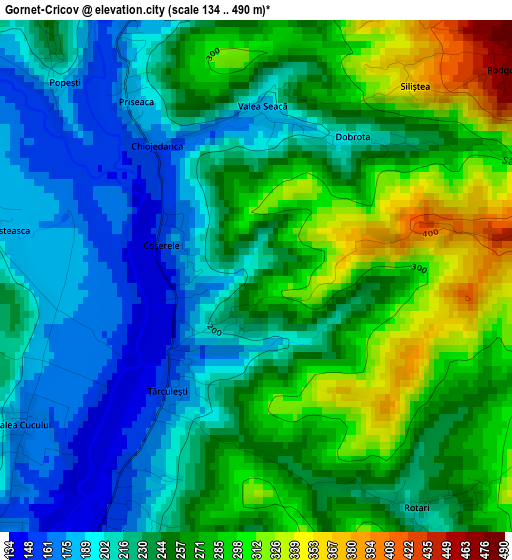 Gornet-Cricov elevation map