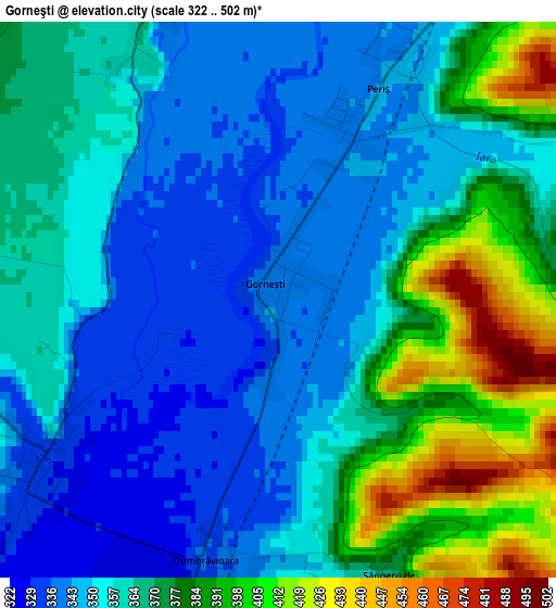 Gorneşti elevation map