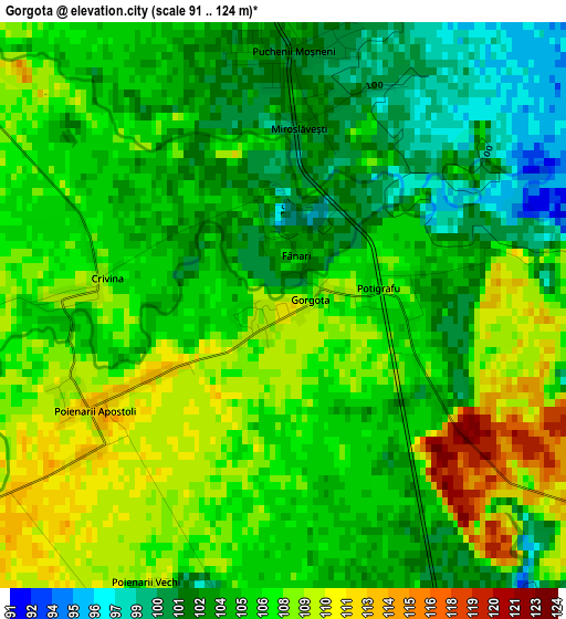 Gorgota elevation map