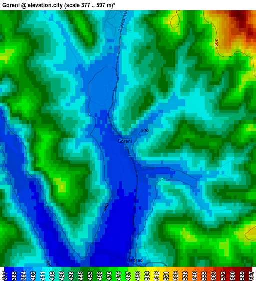 Goreni elevation map