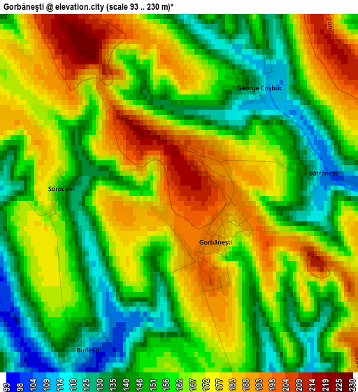 Gorbăneşti elevation map