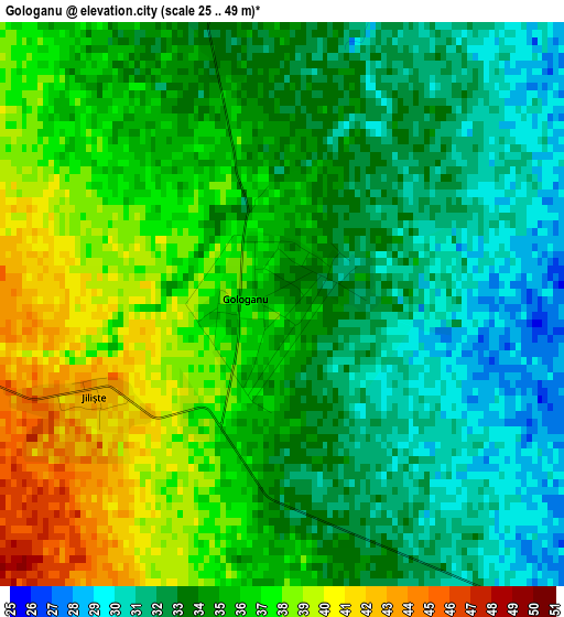 Gologanu elevation map