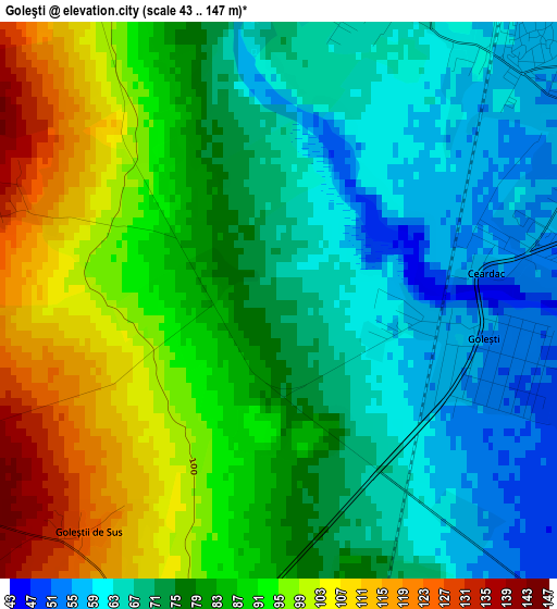 Goleşti elevation map