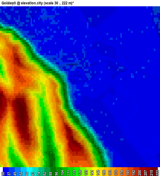 Golăiești elevation map