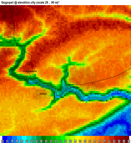 Gogoşari elevation map