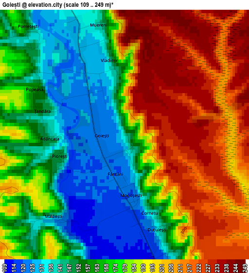 Goiești elevation map