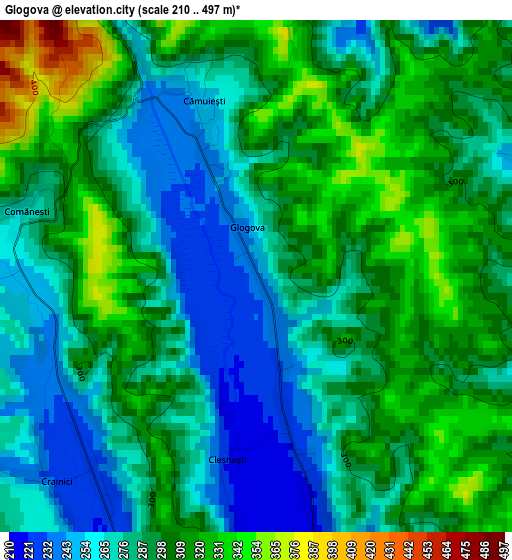 Glogova elevation map