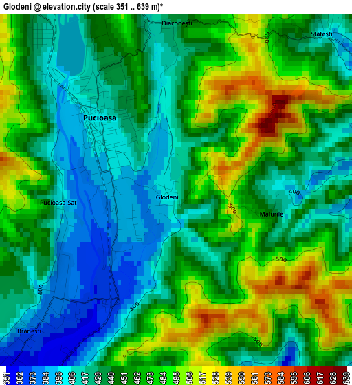 Glodeni elevation map