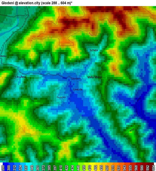 Glodeni elevation map