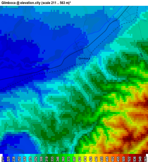 Glimboca elevation map