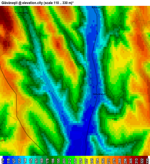 Glăvăneşti elevation map