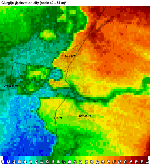 Giurgiţa elevation map