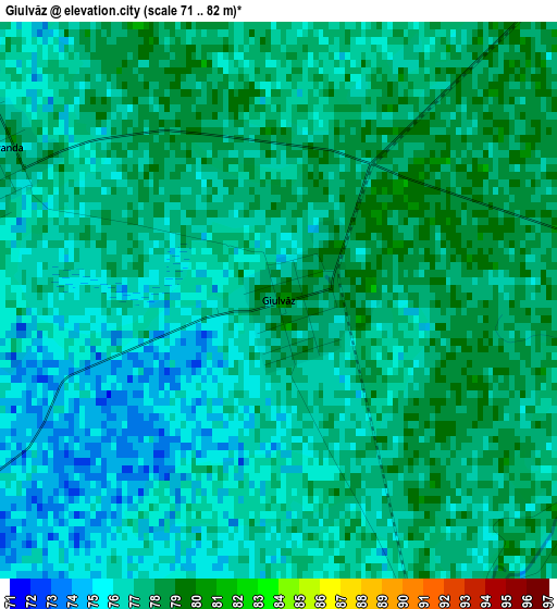 Giulvăz elevation map